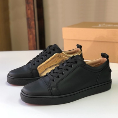 [매장판]Christian Loubutin 2019 Mens Leather Sneakers  - 크리스챤루부탱 2019 남성용 레더 스니커즈 CLS0004.Size(245 - 265).블랙