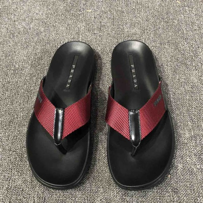 Prada 2019 Mens Leather Slipper - 프라다 2019 남성용 레더 슬리퍼,PRAS0093.Size(245 - 265).블랙+레드