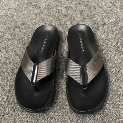 Prada 2019 Mens Leather Slipper - 프라다 2019 남성용 레더 슬리퍼,PRAS0094.Size(245 - 265).블랙+그레이