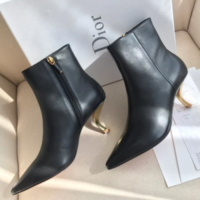 Dior 2019 Ladies Leather Middle Heel Boots - 디올 2019 여성용 레더 미들힐 부츠 DIOS0053,Size(225-250),블랙