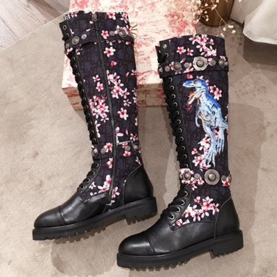 Dior 2019 Ladies Canvas & Leather Boots - 디올 2019 여성용 캔버스 & 레더 부츠 DIOS0058,Size(225-250),블랙