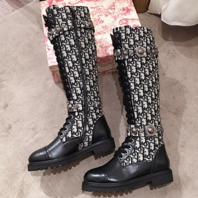Dior 2019 Ladies Canvas & Leather Boots - 디올 2019 여성용 캔버스 & 레더 부츠 DIOS0059,Size(225-250),블랙