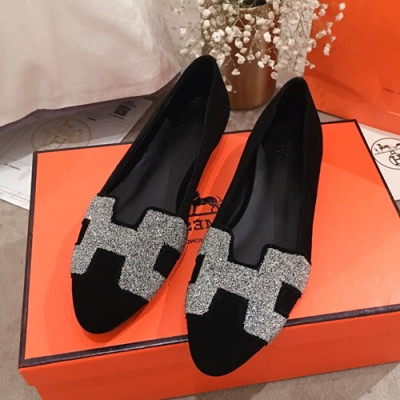 Hermes  2019 Ladies Suede Flat Shoes - 에르메스 2019 여성용 스웨이드 스웨이드 슈즈 HERS0124,Size(225-245),블랙
