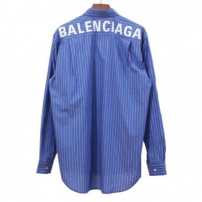 Balenciaga 2019 Mens Logo Oversize Cotton shirt - 발렌시아가 2019 남성 로고 오버사이즈 코튼 셔츠 Bal0266x.Size(xs - m).블루