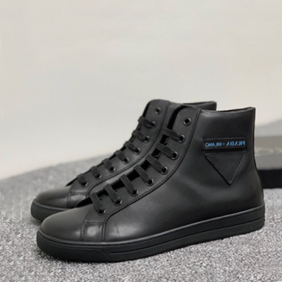 Prada 2019 Mens Leather Sneakers - 프라다 2019 남성용 레더 스니커즈 PRAS00101,Size(245 - 265).블랙