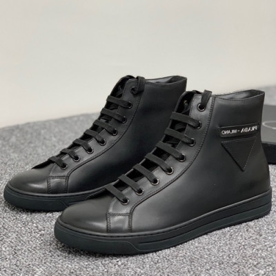 Prada 2019 Mens Leather Sneakers - 프라다 2019 남성용 레더 스니커즈 PRAS00102,Size(245 - 265).블랙