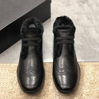 Prada 2019 Mens Leather Wool Boots - 프라다 2019 남성용 레더 울 부츠,PRAS00110,Size(245 - 265).블랙