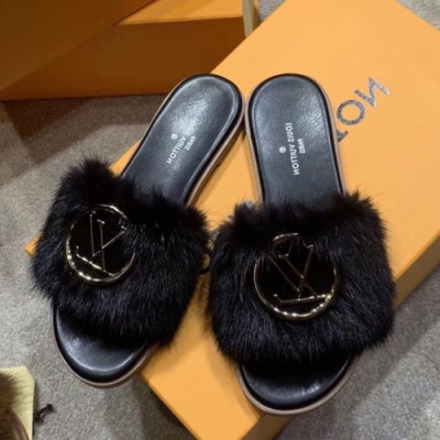 Louis Vuitton 2019 Ladies Mink Fur Slipper - 루이비통 2019 여성용 밍크퍼 슬리퍼 LOUS0176,Size(225 - 250).블랙