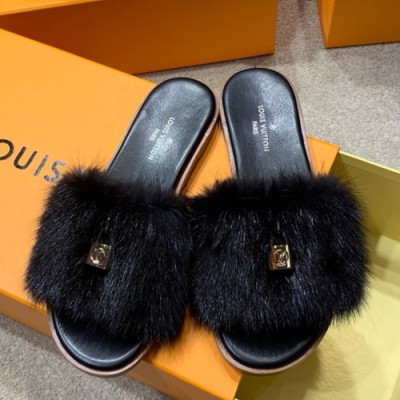 Louis Vuitton 2019 Ladies Mink Fur Slipper - 루이비통 2019 여성용 밍크퍼 슬리퍼 LOUS0179,Size(225 - 250).블랙