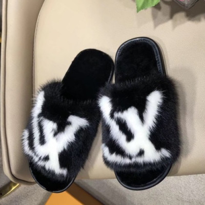 Louis Vuitton 2019 Ladies Mink Fur Slipper - 루이비통 2019 여성용 밍크퍼 슬리퍼 LOUS0185,Size(225 - 260).블랙
