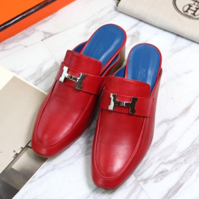 Hermes 2019 Ladies Leather Middle Heel Bloafer- 에르메스 2019 여성용 레더 미들힐 블로퍼 HERS0186,Size(225 - 255).레드