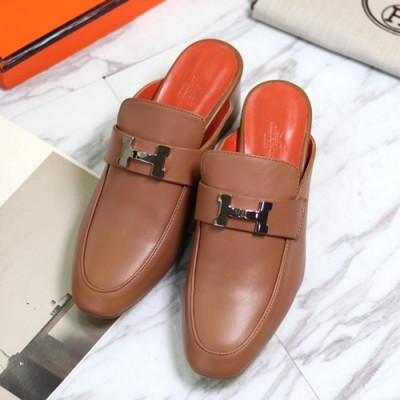 Hermes 2019 Ladies Leather Middle Heel Bloafer- 에르메스 2019 여성용 레더 미들힐 블로퍼 HERS0187,Size(225 - 255).브라운