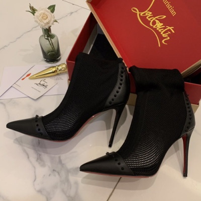 Christian Loubutin 2019 Leather & Knit High Heel Boots - 크리스챤 루부탱 2019 여성용 레더&니트 하이힐 부츠  CLS0018.Size (225 - 250).블랙