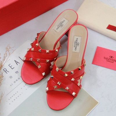 Valentino 2019 Ladies Middle Heel Slipper - 발렌티노 2019 여성용 미들힐 슬리퍼 VTS0086.Size(225 - 250).레드