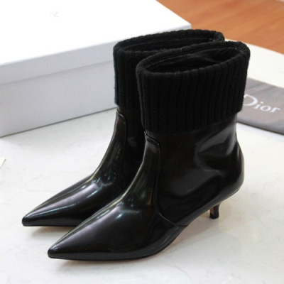 Dior 2019 Ladies Leather Middle Heel Boots - 디올 2019 여성용 레더 미들힐 부츠 DIOS0065,Size(225-250),블랙