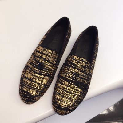 Chanel 2019 Ladies Tweed Loafer - 샤넬 2019 여성용 트위드 로퍼 CHAS0288.Size(225 - 250).블랙+옐로우골드