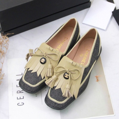 Chanel 2019 Ladies Denim & Leather Loafer - 샤넬 2019 여성용 데님 & 레더 로퍼 CHAS0289.Size(225 - 250).그레이+베이지
