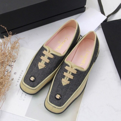 Chanel 2019 Ladies Denim & Leather Loafer - 샤넬 2019 여성용 데님 & 레더 로퍼 CHAS0291.Size(225 - 250).그레이+베이지