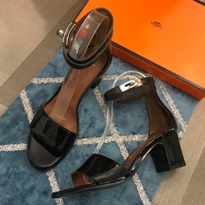 Hermes 2019 Ladies Leather Middle Heel Sandal - 에르메스 2019 여성용 레더 미들힐 샌들 HERS0195,Size(225-245).블랙