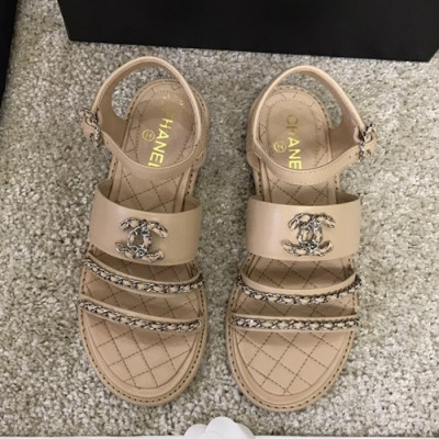 Chanel 2019 Ladies Leather Sandal - 샤넬 2019 여성용 레더 샌들 CHAS0293.Size(225 - 250).베이지