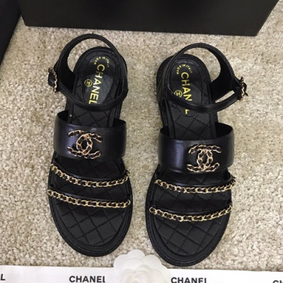 Chanel 2019 Ladies Leather Sandal - 샤넬 2019 여성용 레더 샌들 CHAS0294.Size(225 - 250).블랙