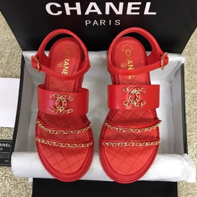 Chanel 2019 Ladies Leather Sandal - 샤넬 2019 여성용 레더 샌들 CHAS0297.Size(225 - 250).레드