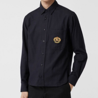 Burberry 2019 Mens Logo Slim Fit Cotton shirt - 버버리 2019 남성 로고 슬림핏 코튼 셔츠 Bur0876x.Size(m - 3xl).블랙