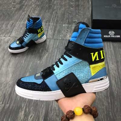 Philipp plein 2019 Mens Leather Sneakers  - 필립플레인 2019 남성용 레더 스니커즈 PPS0016,Size(240 - 275).블루