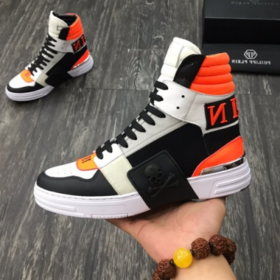 Philipp plein 2019 Mens Leather Sneakers  - 필립플레인 2019 남성용 레더 스니커즈 PPS0022,Size(240 - 275).화이트+오렌지