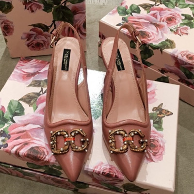 Dolce&Gabbana  2019 Ladies Leather Middle Heel Slingback - 돌체앤가바나 2019 여성용 레더 미들힐 슬링백, DGS0037.Size(220 -  250).핑크