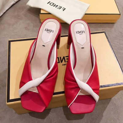 Fendi 2019 Ladies Middle Heel Slipper - 펜디 2019 여성용 레더 미들힐 슬리퍼  FENS0074,Size(225-245),레드