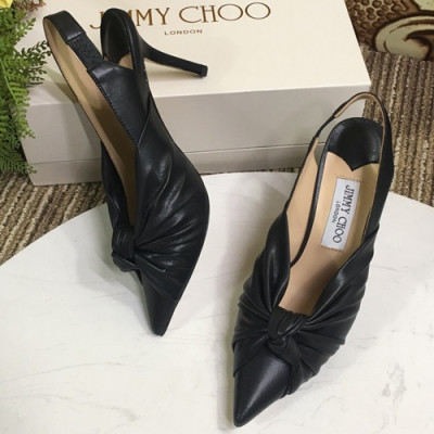 Jimmy Choo 2019 Ladies Leather High Heel Slingback - 지미츄 2019 여성용 레더 하이힐 슬링백, JIMS0055.Size(225 - 245).블랙