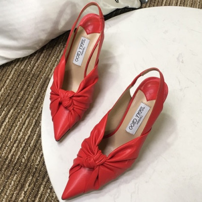 Jimmy Choo 2019 Ladies Leather High Heel Slingback - 지미츄 2019 여성용 레더 하이힐 슬링백, JIMS0056.Size(225 - 245).레드