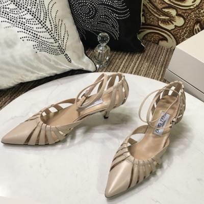 Jimmy Choo 2019 Ladies Leather Middle Heel Sandal Slingback - 지미츄 2019 여성용 레더 미들힐 샌들 슬링백, JIMS0061.Size(225 - 245).베이지