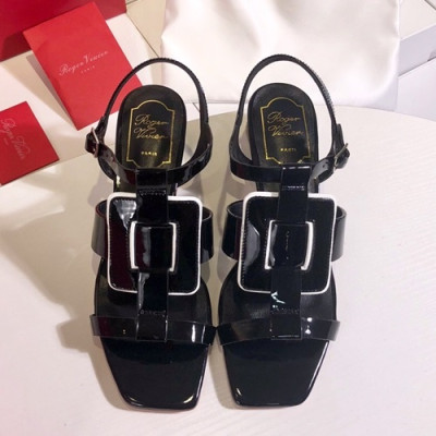 Roger Vivier 2019 Ladies Leather Middle-heel Sandal - 로저비비에 2019 여성용 미들힐 샌들 RVS0082.Size(225 - 245).블랙