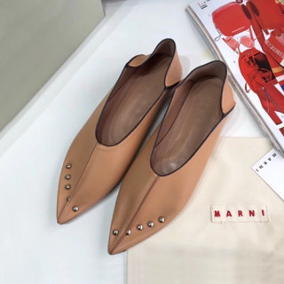Marni 2019 Ladies Leather Flat Shoes - 마르니 2019 여성용 레더 플랫슈즈 MARS0017.Size(225 - 245).카멜베이지