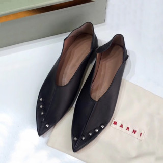 Marni 2019 Ladies Leather Flat Shoes - 마르니 2019 여성용 레더 플랫슈즈 MARS0018.Size(225 - 245).블랙