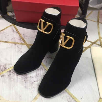 Valentino  2019 Ladies Suede Middle Heel Boots - 발렌티노 2019 여성용 스웨이드 미들힐 부츠 VTS0101,Size(225-250),블랙