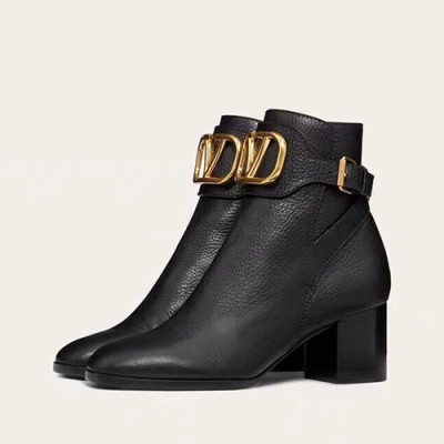 Valentino  2019 Ladies Leather Middle Heel Boots - 발렌티노 2019 여성용 레더 미들힐 부츠 VTS0102,Size(225-250),블랙