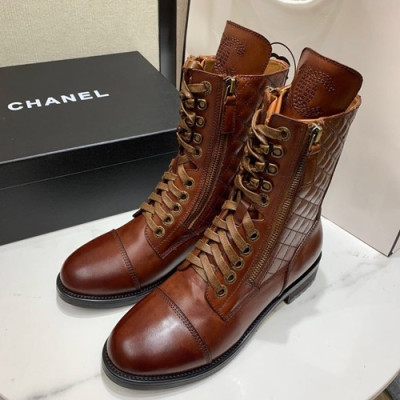 Chanel 2019 Ladies Leather Boots - 샤넬 2019 여성용 레더 부츠 CHAS0346,Size(225-250),브라운