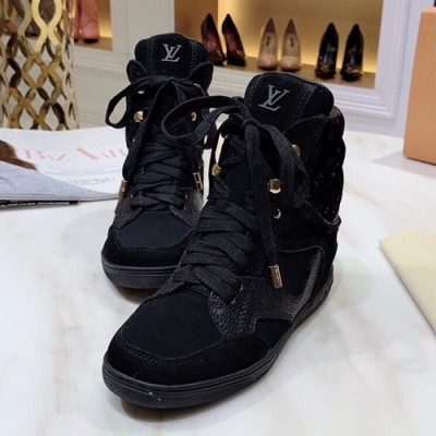 Louis vuitton 2019 Ladies Leather Wedge Sneakers  - 루이비통 2019 여성용 레더 웨지 스니커즈 LOUS0223,Size(225 - 250).블랙