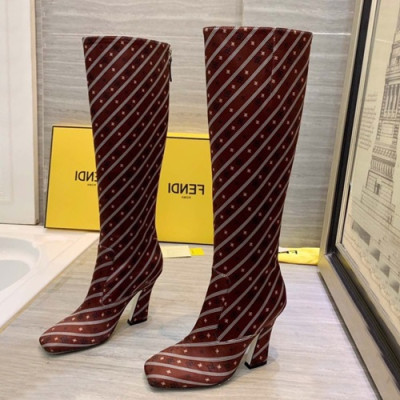 Fendi 2019 Ladies Silk High Heel Boots - 펜디 2019 여성용 실크 하이힐 부츠  FENS0106,Size(225-250),브라운