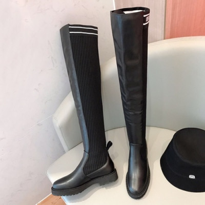 Fendi 2019 Ladies Leather & Knit Boots - 펜디 2019 여성용 레더 & 니트 부츠  FENS0109,Size(225-250),블랙