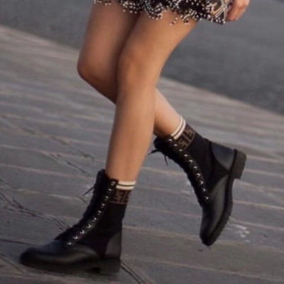 Fendi 2019 Ladies Leather & Knit Boots - 펜디 2019 여성용 레더 & 니트 부츠  FENS0113,Size(225-250),블랙