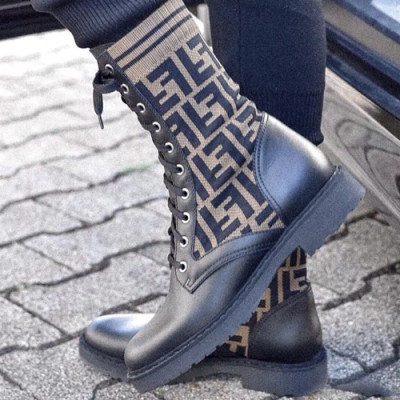 Fendi 2019 Ladies Leather & Knit Boots - 펜디 2019 여성용 레더 & 니트 부츠  FENS0114,Size(225-250),블랙+브라운