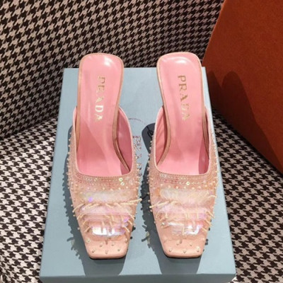 Prada 2019 Ladies Middle Heel Slipper - 프라다 2019 여성용 미들힐 슬리퍼 PRAS0136.Size(225 - 245).핑크