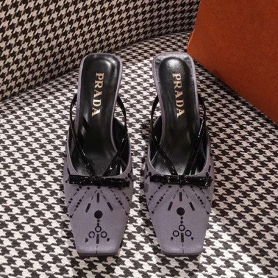 Prada 2019 Ladies Middle Heel Slipper - 프라다 2019 여성용 미들힐 슬리퍼 PRAS0138.Size(225 - 245).그레이