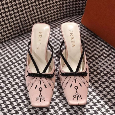 Prada 2019 Ladies Middle Heel Slipper - 프라다 2019 여성용 미들힐 슬리퍼 PRAS0139.Size(225 - 245).베이지핑크