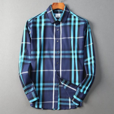 Burberry 2019 Mens Vintage Logo Slim Fit Cotton shirt - 버버리 2019 남성 빈티지 로고 슬림핏 코튼 셔츠 Bur1002x.Size(m - 3xl).블루