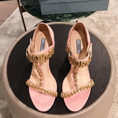 Prada 2019 Ladies Middle Heel Sandal - 프라다 2019 여성용 미들힐 샌들 PRAS0142.Size(225 - 250).핑크